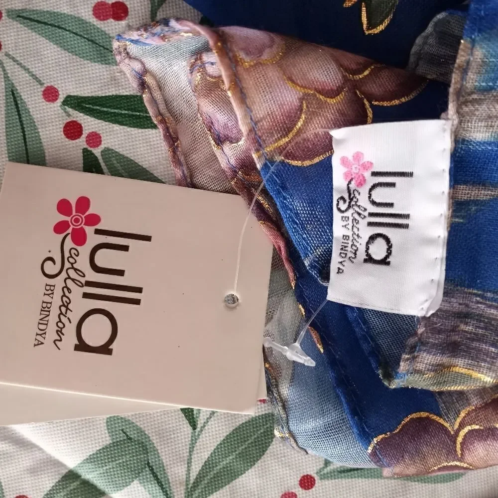 LULLA COLLECTION by BINDYA Blue FloralPrint Women's Scarf 100%Viscose NWT 70